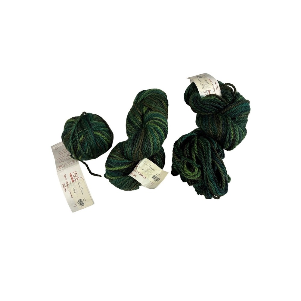 Cascade Yarns Baby Alpaca Chunky Yarn Lot 3 skeins green luxury needlework knit